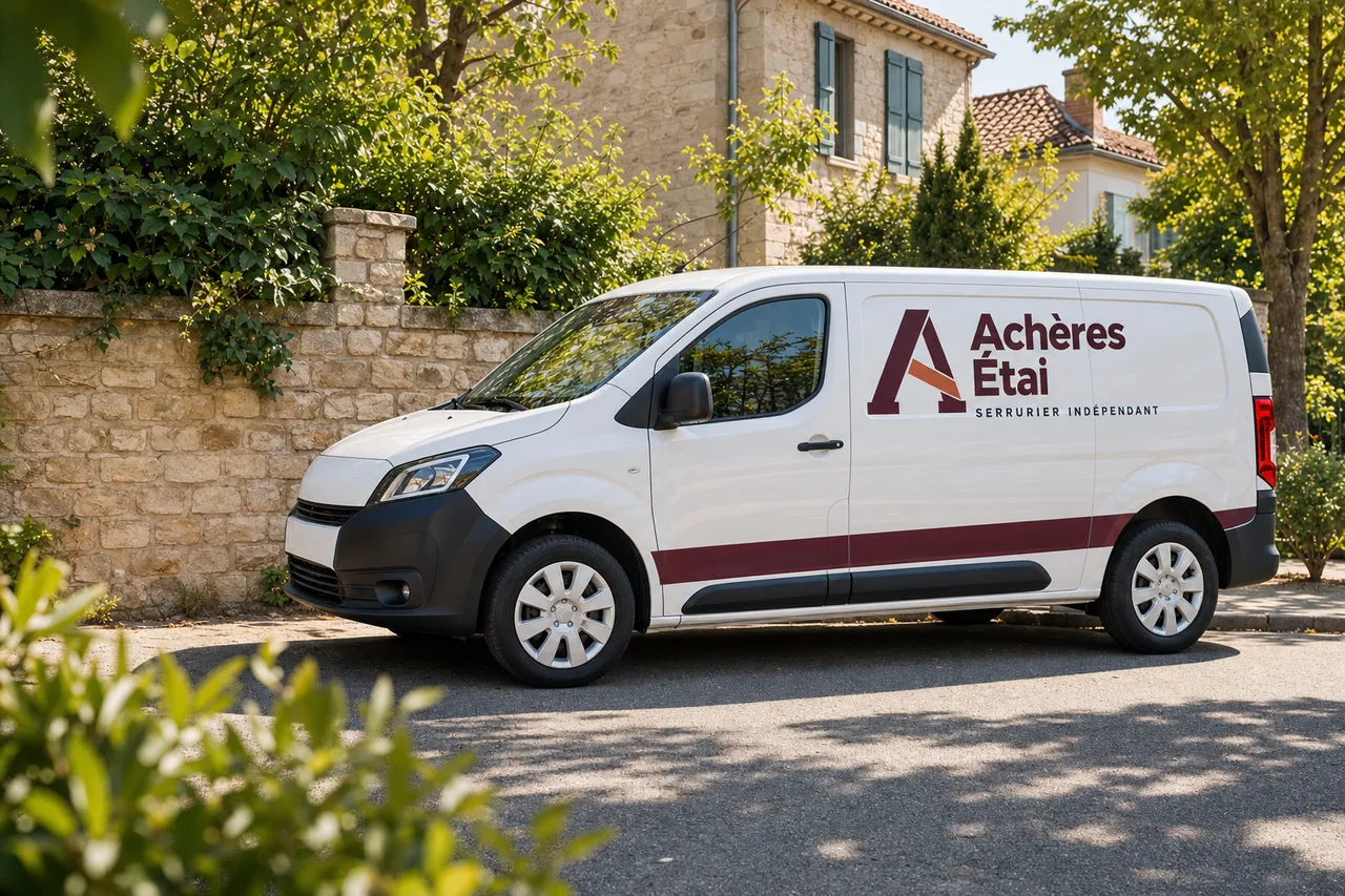 Camionnette aux couleurs d'Achères Étai, serrurier indépendant à Achères